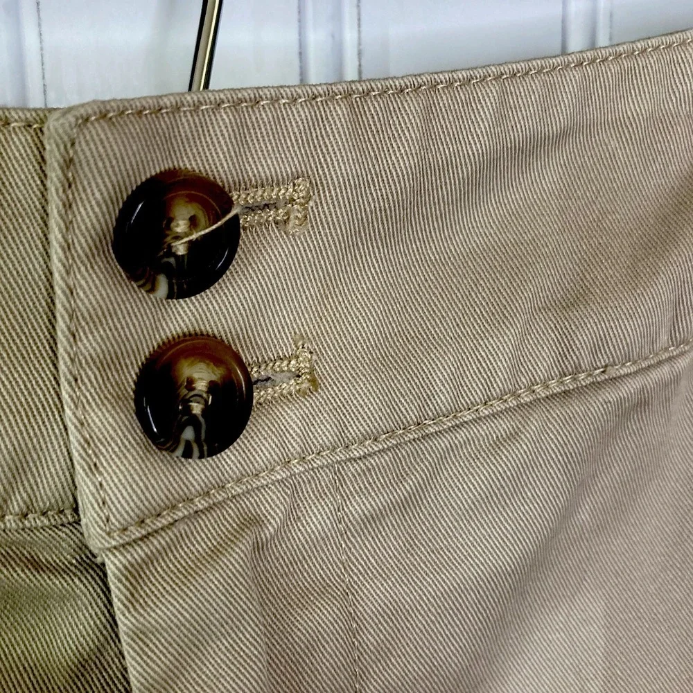 CJ Banks Womens 16 Wrinkle Free Cotton Khaki Tan High Rise Bermuda Shorts